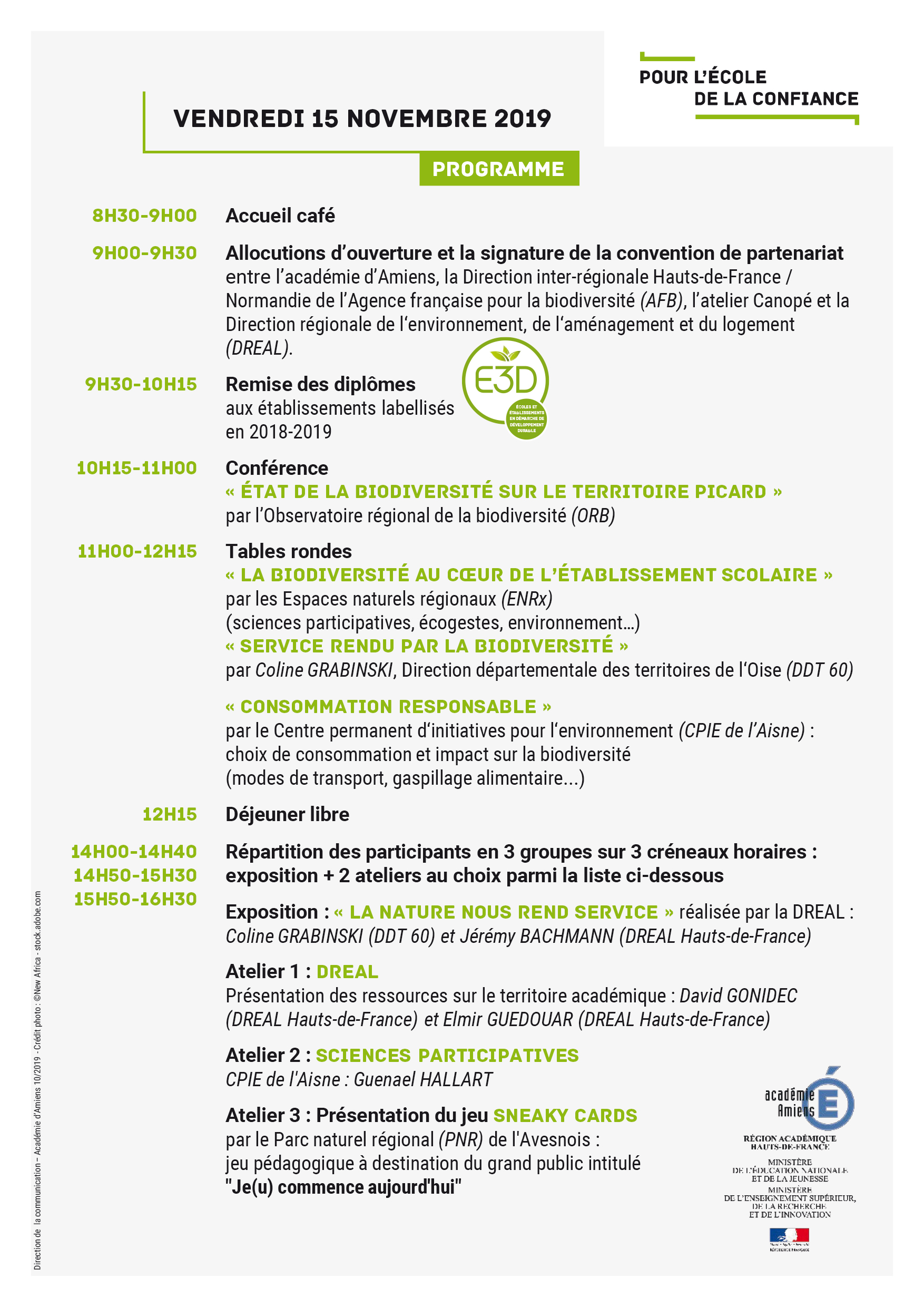 programme séminaire académique biodiversité amiens 15 novembre